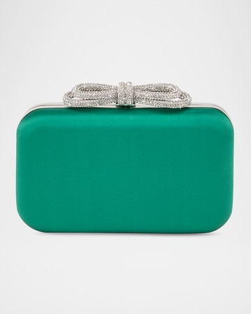 Galaxy Bow Embellished Satin Clutch Bag