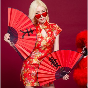 手寫國潮折扇婚紗拍攝影道具古裝抖音同款扇子筱雅衣舖【A47-5】