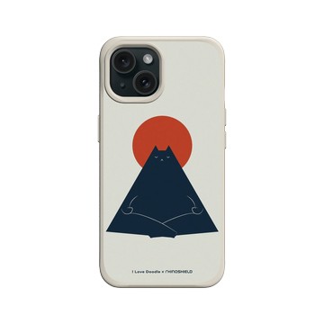 iPhone 15 SolidX 貝殼灰 - ilovedoodle (Lim Heng Swee) - Cat Landscape - Meditation 貓咪冥想