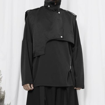 四季百搭山本風小眾設計感馬甲男裝潮流坎肩寬松馬甲休閑短款外套