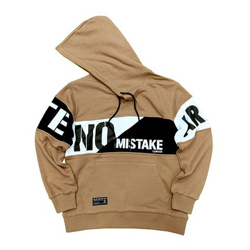 L.I.M.I.T.E - 拼布印花有帽衛衣, 啡色