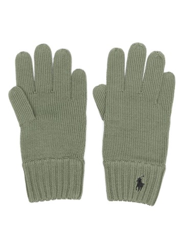 Ralph Lauren Kids - Polo Pony-embroidered wool gloves - kids - Wool - One Size - Green