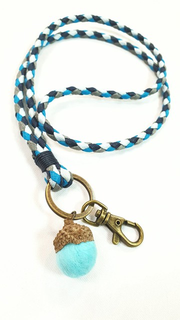 Paris*Le Bonheun。臘線編織GOGORO鑰匙圈。水藍藍