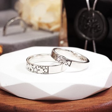 純銀可刻字 情侶對戒組 紋路銀戒 星辰設計 情侶飾品