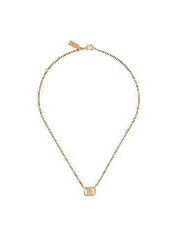 Ferragamo - engraved crystal necklace - women - Brass/glass - One Size - Gold