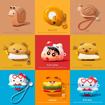 卡通貝果小狗 加菲貓 適用於AirPods 4代/3代藍牙耳機殼 AirPods Pro2防摔保護套 蘋果1/2代耳機套