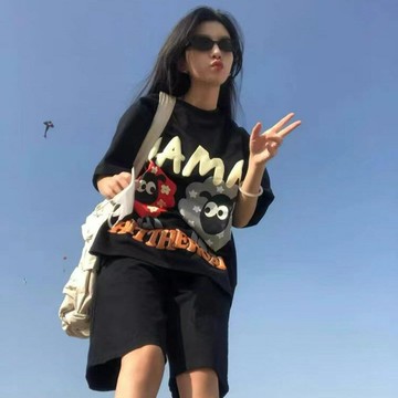 胖mm特大碼300斤時尚休閑運動套裝女夏季寬松短袖短褲純棉兩件套鑫弘-素時衣櫥