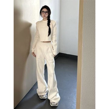 Claudie Home春秋款休閑運動套裝女氣質顯瘦短款衛衣闊腿褲兩件套