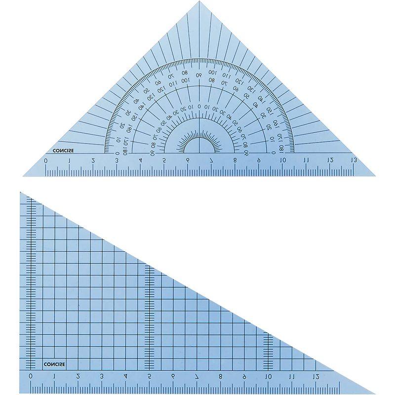 TTC コンサイス 定規 カラー三角定規セット 15cm ブルー