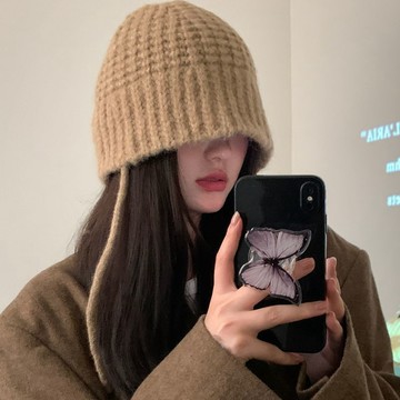 🔥優選好物🔥美拉德風辮子針織漁夫帽女 秋冬韓系保暖針織帽  百搭護耳水桶帽 顯臉小防寒毛線帽