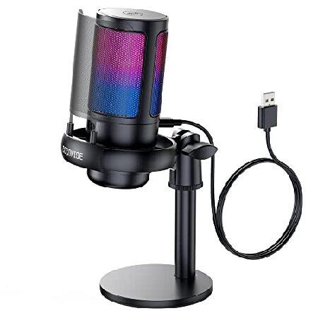 COCONISE Gaming Microphone, USB PC Mic for Podcasts Videos, Streaming, Condenser Mic with Quick Mute, Tripod Stand, Pop Filter, RGB Indicator, Shock M