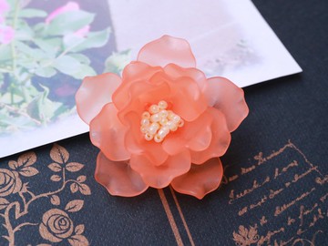 瑪麗蓮夢露 橘色玫瑰胸針 輕量壓克力手工別針 婚禮畢業飾品
