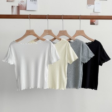 【FEE BABY 4色新品】親膚鏤空顯瘦韓系棉上衣🔥韓系衣服 愛心上衣 短袖上衣女 鏤空上衣 上班上衣 無痕 小個子