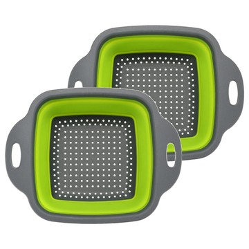 方形折疊瀝水籃 洗菜籃  大  綠色  2個