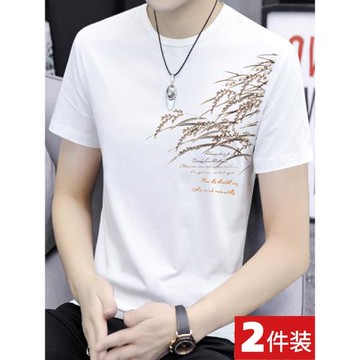 冰絲莫代爾棉男短袖t恤夏季2025新款潮流半袖體桖圓領打底衫