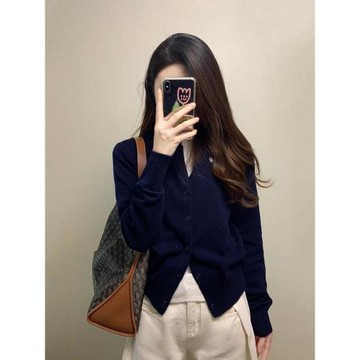 法式復古學院風毛衣針織開衫外套女設計感氣質短款長袖上衣秋冬季