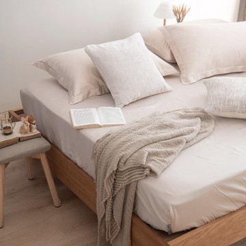 TL2000麥香奶X奶油黃/300織天絲萊賽爾床包枕套/床包被套組/ 台灣