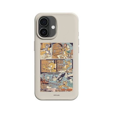 iPhone 16 SolidX 貝殼灰 - 湯姆貓與傑利鼠 Tom and Jerry - 復古漫畫風