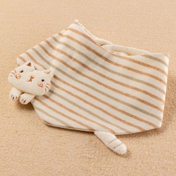 【日本Amorosa Mamma有機棉】嬰兒領巾圍兜/口水巾 貓咪