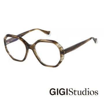 【GIGI Studios】雙色調六角形光學眼鏡(棕玳瑁) -CHRISTINE-6767/9