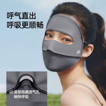 台灣熱賣夏季全臉防曬麵罩女冰絲透氣防紫外綫護眼遮陽口罩UPF100+輕薄款0701 XZUT