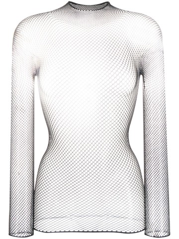 Moschino - sheer long-sleeve top - women - Polyamide/Elastane - M - Black
