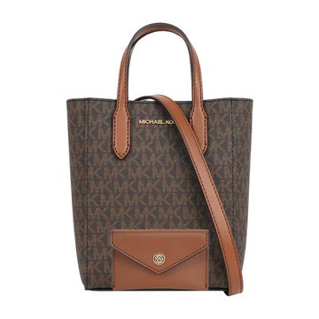 MICHAEL KORS Vincent 滿版帆布附小袋迷你手提/斜背二用包(棕色)