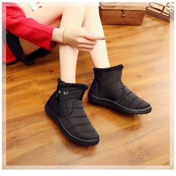 M.G .防水保暖防滑厚毛絨內刷毛雪地靴雪靴(黑色/36-42碼)