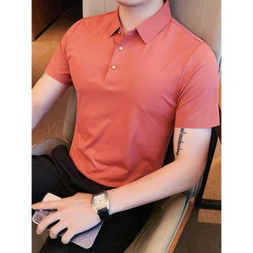 冰絲無痕polo衫男短袖夏季薄款透氣舒適涼感商務休閑高端翻領t恤