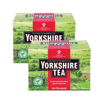 (2盒320入超值組)英國Taylors泰勒茶-Yorkshire約克夏茶紅牌紅茶包160入裸包/盒(適合沖煮香醇鮮奶茶)