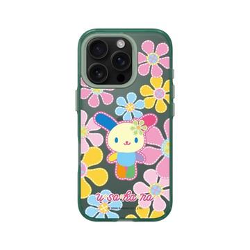 iPhone 16 Pro Clear 憂墨綠 - 三麗鷗-花小兔 Usahana - 刺繡花朵
