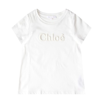 Chloe' - Off White Cotton Logo T-shirt