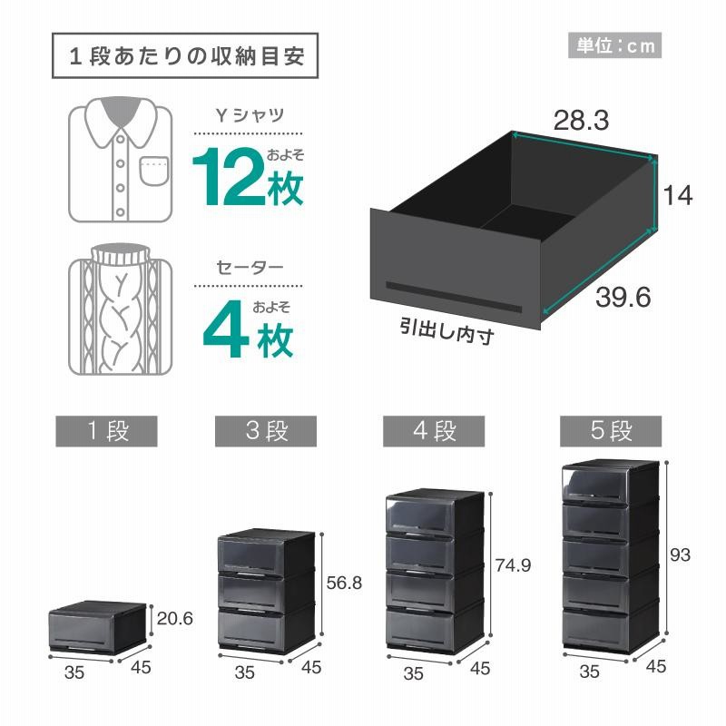 衣装ケース 収納ケース プラスチック 引き出し 3段 クリアチェストC350