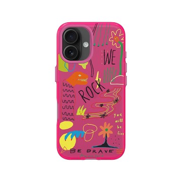 iPhone 16 Clear 粉漾桃 - MacaronToe 馬卡龍腳趾 - 勇敢一點 We Rock