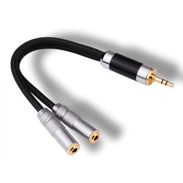 川木W154 一分二 無氧銅鍍銀 音頻線 3.5mm公對母 1分2