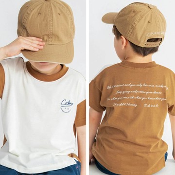 日本 BRANSHES - 潮流感英文logo短袖上衣-米杏x棕