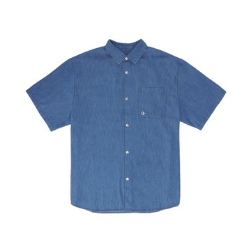 CONVERSE COOL MAX DENIM SHIRT DENIM BLUE 短袖襯衫 男 藍色 MCH628-UHA