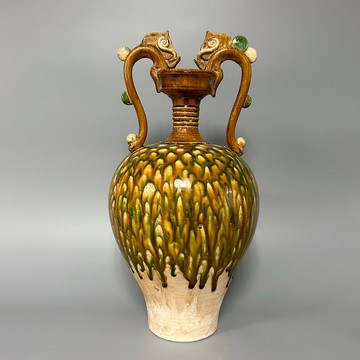 唐三彩雙龍柄壺