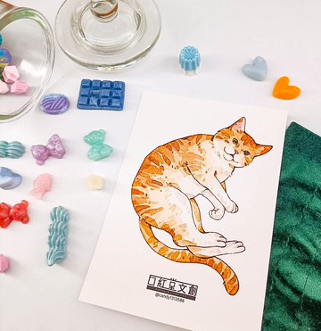 KR474_口紅堂明信片_橘貓12_candy1313588 postcard