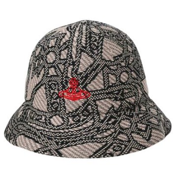Vivienne Westwood 日本製品牌行星LOGO圖騰刺繡棉混造水桶帽(灰色系/M-S)