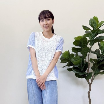 優雅蕾絲拼接感上衣