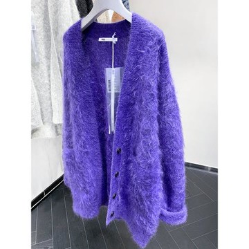 MQ頂奢貴氣！高品質中長款針織開衫 macqnf馬海毛茸茸外套女89096