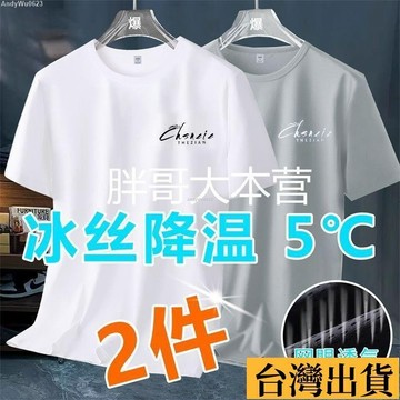 🌈台倉出庫🌈 夏季冰感T恤 短袖上衣 男上衣 冰絲 速乾 舒適 t恤男 冰絲短袖男 加肥加大碼t桖男士 夏季寬鬆休閒