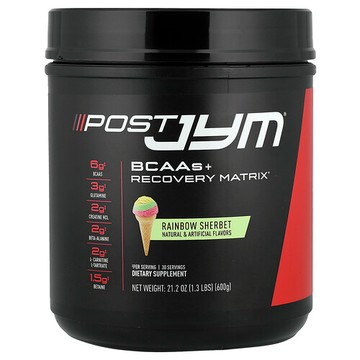 JYM Supplement Science, Post JYM，支鏈胺基酸 + 修復矩陣，彩虹雪酪，1.3 磅（600 克）