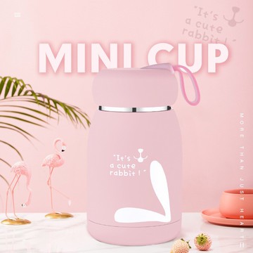 新款空保溫杯卡通學生兒童大肚保溫水杯帶提繩不銹鋼