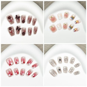 🎀台灣出貨🎀穿戴式美甲貼片半手工ins風氣質顯白網紅款可拆卸重復使用10片裝