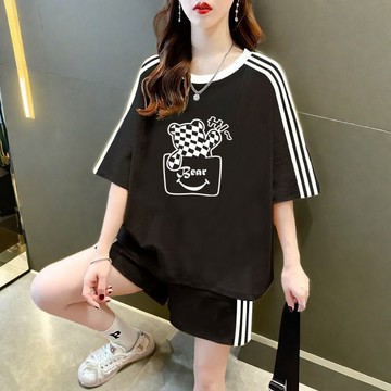 臺階貨物 胖MM女生套裝2025夏天新款休閑短袖短褲套裝  女生套裝 貨物套裝 兩件套裝 大碼套裝 JC087