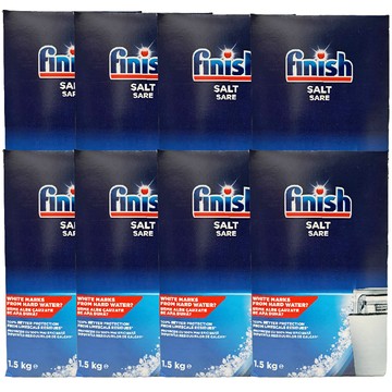 洗碗機洗劑 【FINISH】軟化鹽1.5公斤*8盒(平輸/硬水區必備/軟化水質/預防水垢/保養機體)