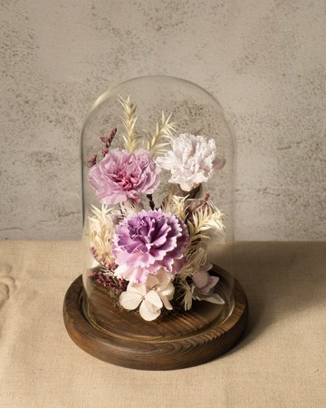 母親節掌馨微光永生花禮 - 薰衣紫永生鐘罩