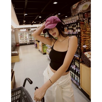 AIR SPACE LADY 百搭羅紋細肩背心(附胸墊)(黑/白/藍) 女裝 現貨